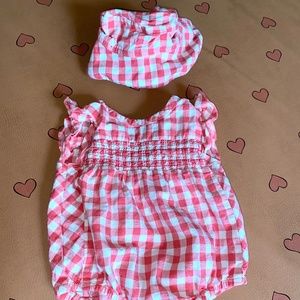 Matching Checkered Onesie & Hat Set